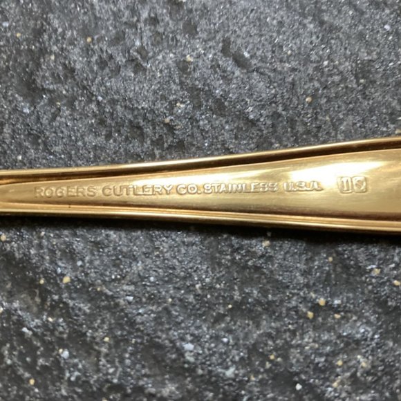 Two-piece gold plated serving utensils set by Rogers - Picture 4 of 4